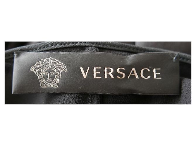 Versace SS19 Schwarzes Seidensatin-Doppelasymmetrisches Kleid - Ansicht 8