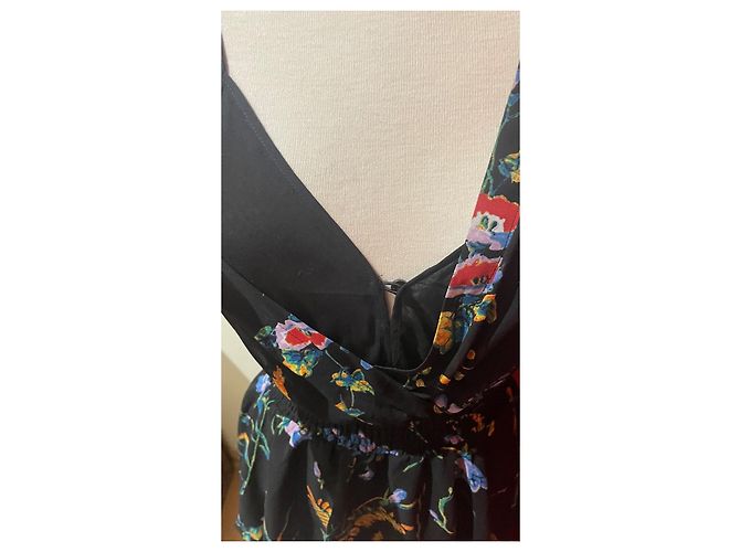 Maje Asymmetrisches Rüschen Maxikleid Blumenmuster Schwarz Mehrfarben - Ansicht 6