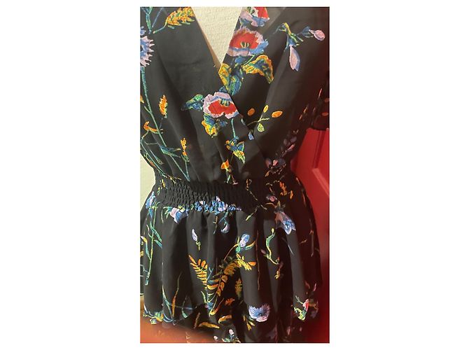Maje Asymmetrisches Rüschen Maxikleid Blumenmuster Schwarz Mehrfarben - Ansicht 7