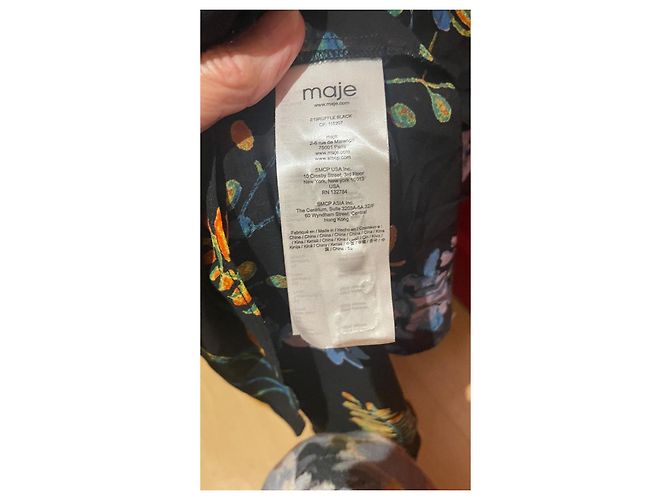 Maje Asymmetrisches Rüschen Maxikleid Blumenmuster Schwarz Mehrfarben - Ansicht 9