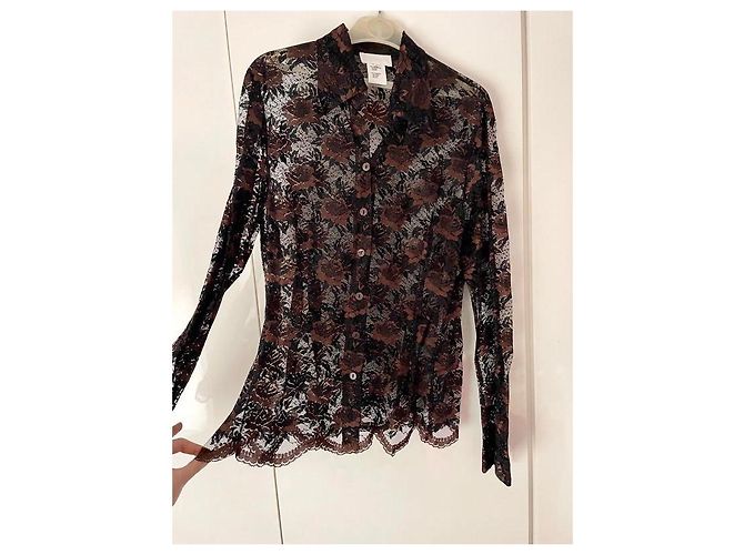 Autre Marque Blusa in pizzo Simultanéous Nera e Rame Nero - Ansicht 2