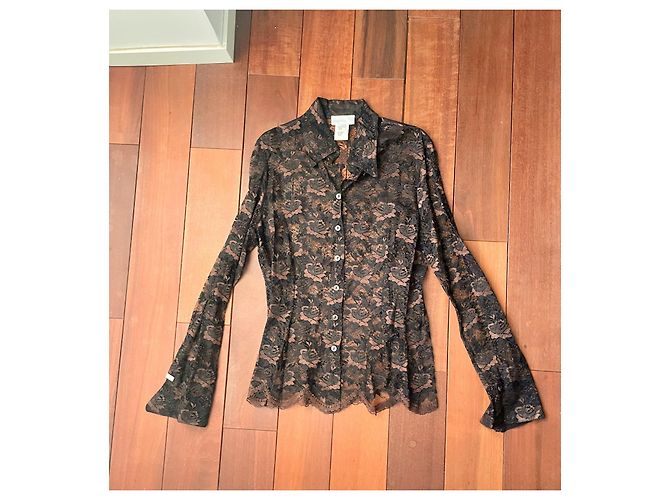 Autre Marque Blusa in pizzo Simultanéous Nera e Rame Nero - Ansicht 4