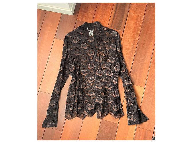 Autre Marque Blusa in pizzo Simultanéous Nera e Rame Nero - Ansicht 7