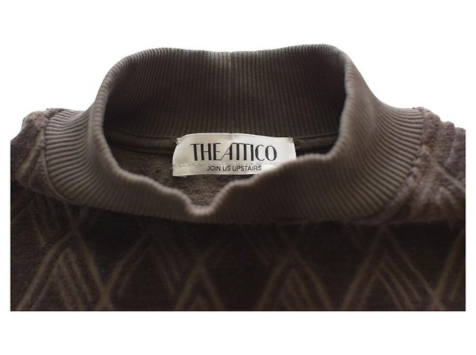 Sudadera The Attico Marrón de Jacquard de Algodón con Cuello Alto y Cinturón Castaño - vista 3
