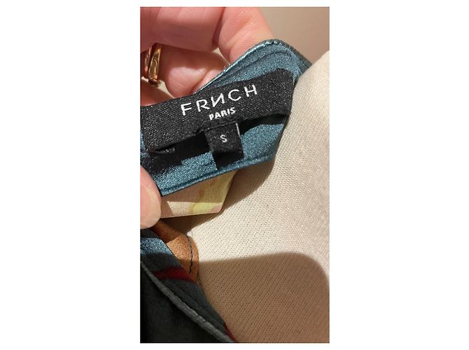 Autre Marque FRNCH Wickelkleid Grün Blumig aus Satinierter Viskose - Ansicht 5