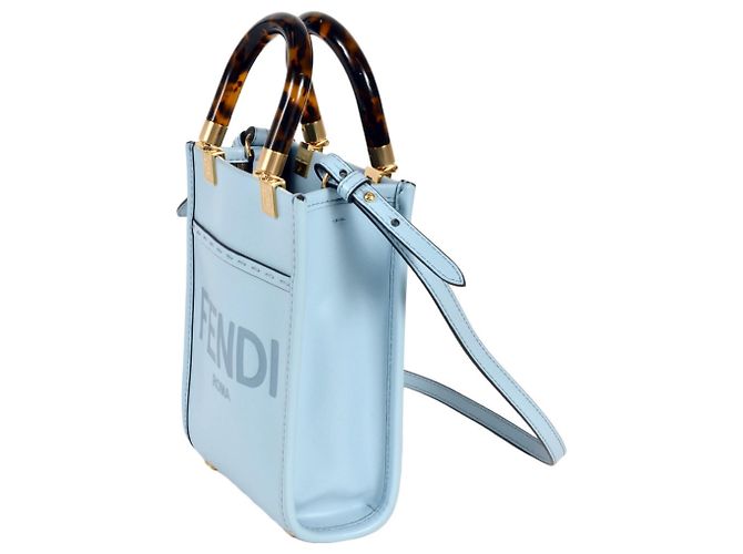 Mini borsa Fendi Sunshine Shopper Blu - vista 2