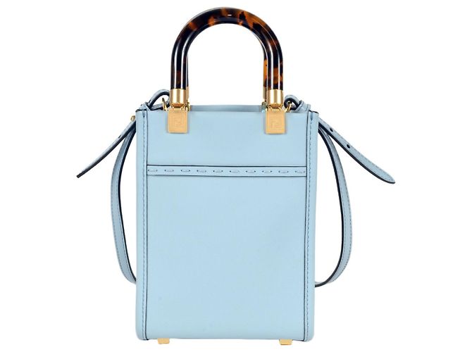 Mini borsa Fendi Sunshine Shopper Blu - vista 3