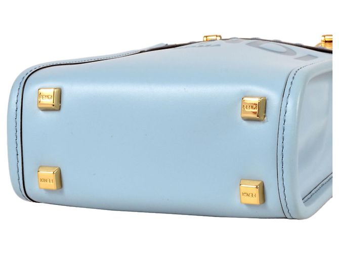 Mini borsa Fendi Sunshine Shopper Blu - vista 4