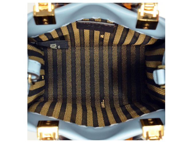 Mini borsa Fendi Sunshine Shopper Blu - vista 5