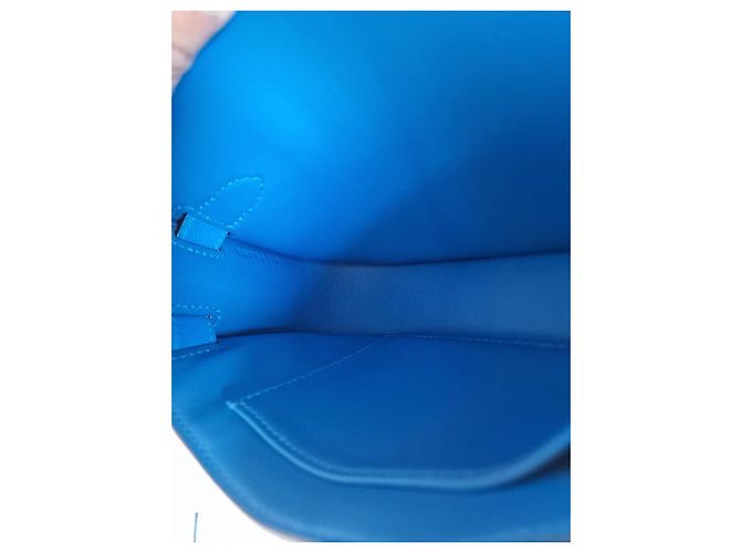 Hermès Jypsiere Mini in pelle Evercolor blu - vista 3