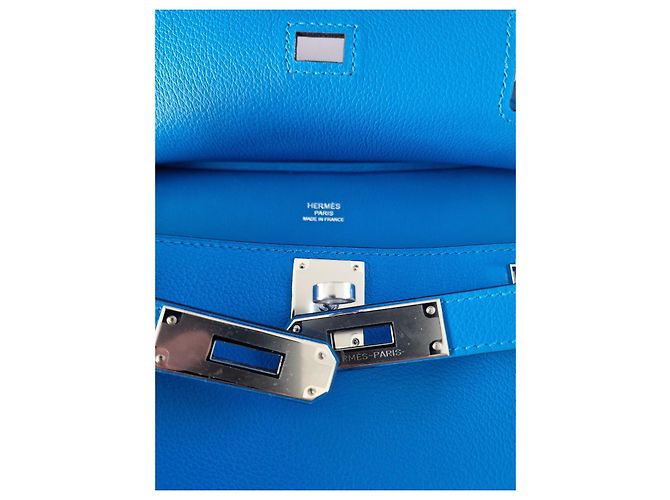 Hermès Jypsiere Mini in pelle Evercolor blu - vista 5