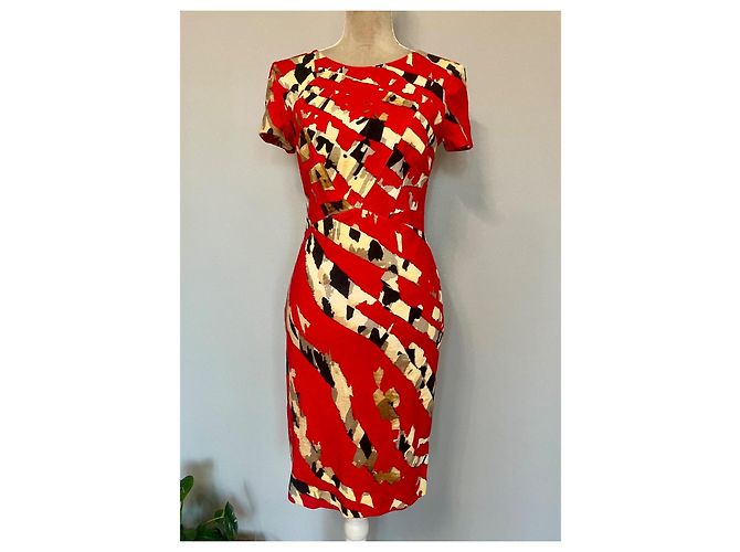 Blumarine Kleid Rot mit abstraktem Muster aus Wolle - Ansicht 2