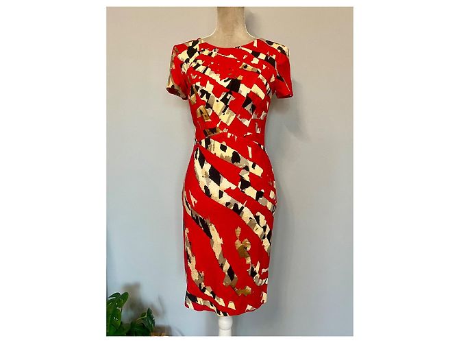 Blumarine Kleid Rot mit abstraktem Muster aus Wolle - Ansicht 3