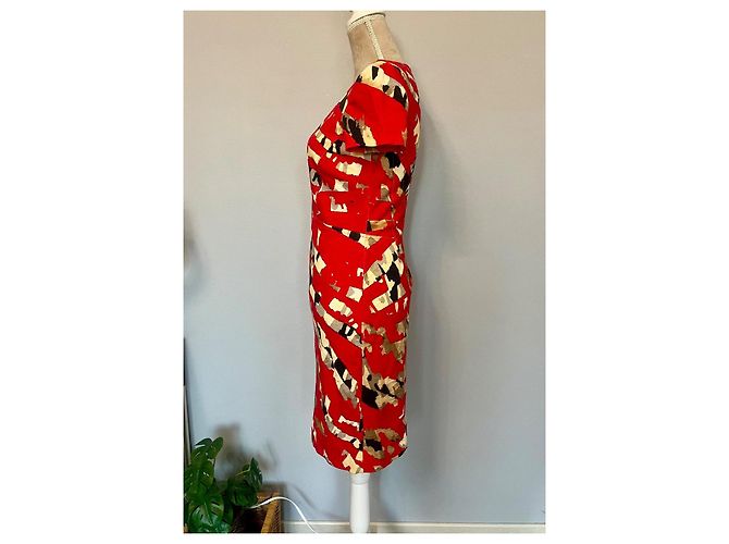 Blumarine Kleid Rot mit abstraktem Muster aus Wolle - Ansicht 5