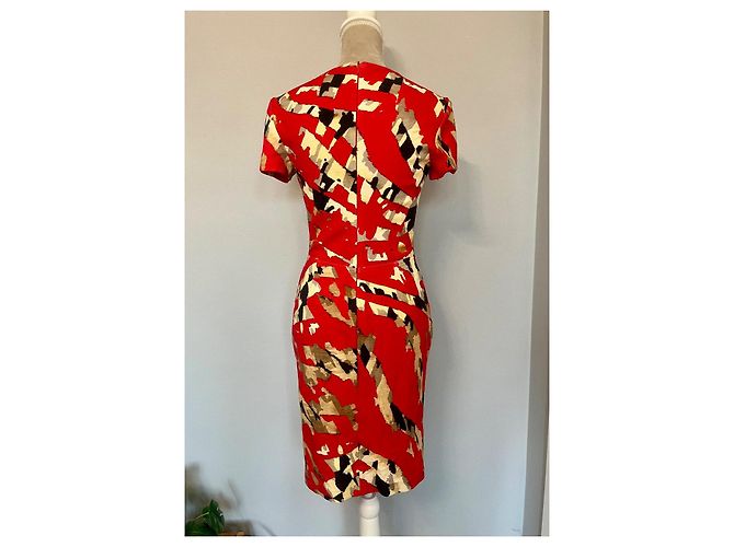 Blumarine Kleid Rot mit abstraktem Muster aus Wolle - Ansicht 6