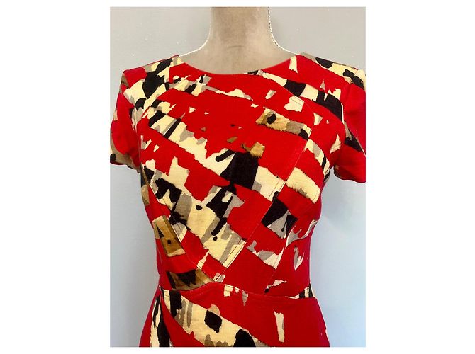 Blumarine Kleid Rot mit abstraktem Muster aus Wolle - Ansicht 7