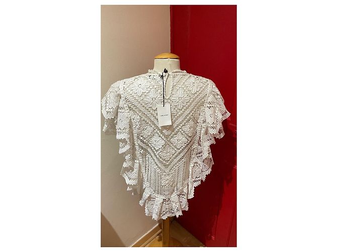 Isabel Marant Bluse Weiß Baumwolle Kurzarm - Ansicht 3