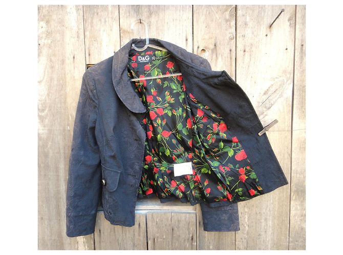 Chaqueta Dolce & Gabbana de algodón con estampado floral gris - vista 3