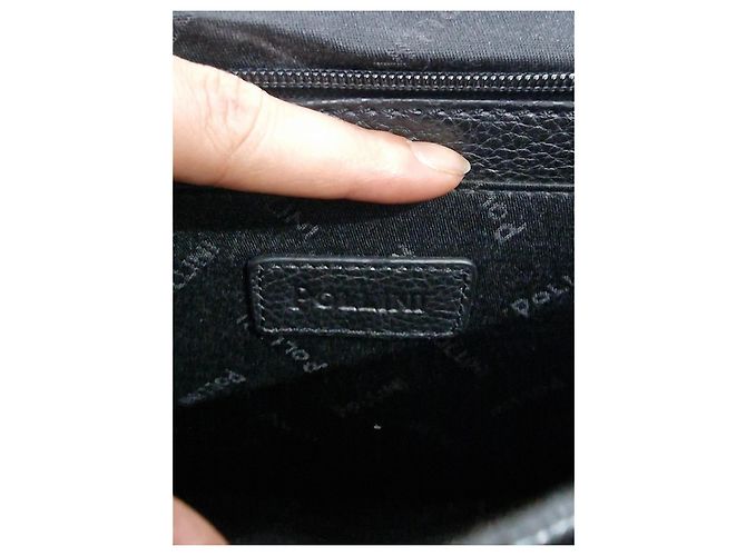 Mallette Pollini en cuir noir martelé - vue 12
