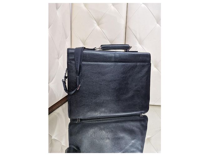 Mallette Pollini en cuir noir martelé - vue 2