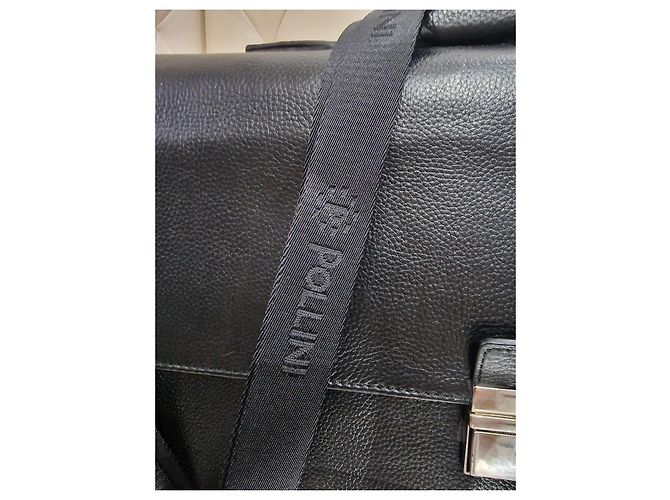 Mallette Pollini en cuir noir martelé - vue 4