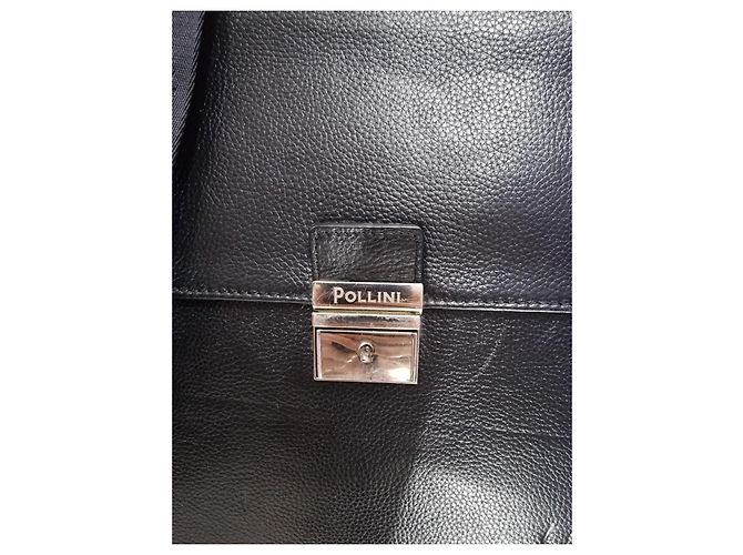 Mallette Pollini en cuir noir martelé - vue 8