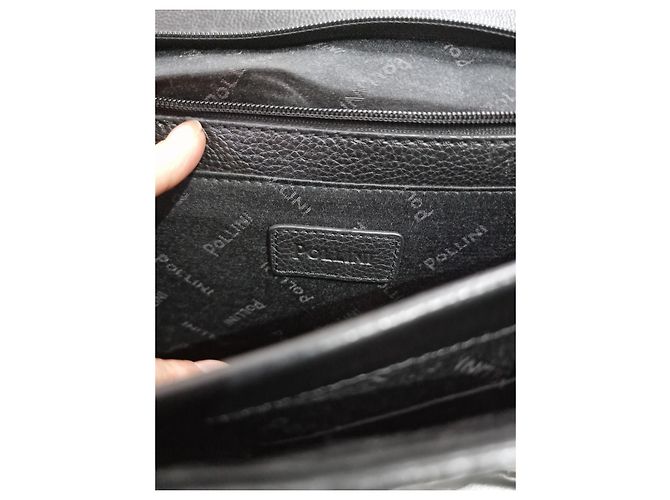 Mallette Pollini en cuir noir martelé - vue 9