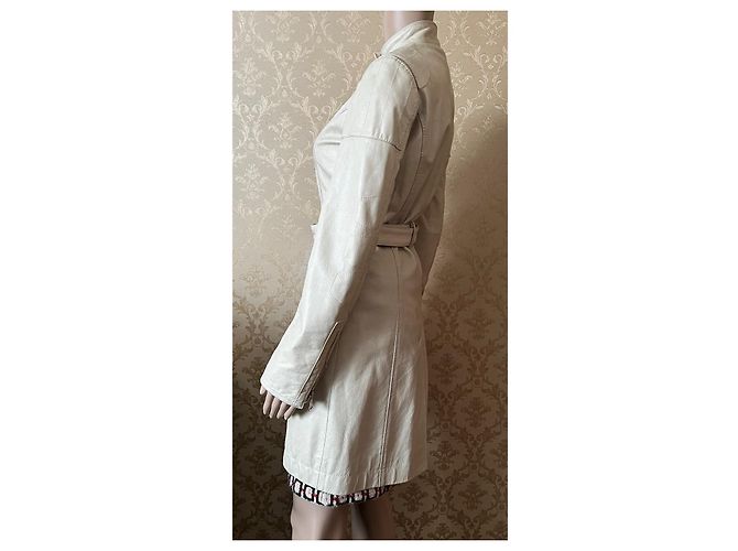 Abrigo de cuero Dolce & Gabbana ecru brillo de perla talla 38 IT Crudo - vista 10