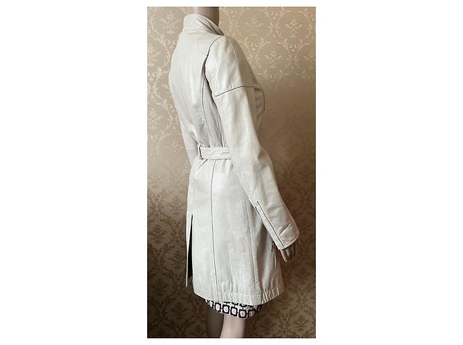 Abrigo de cuero Dolce & Gabbana ecru brillo de perla talla 38 IT Crudo - vista 12
