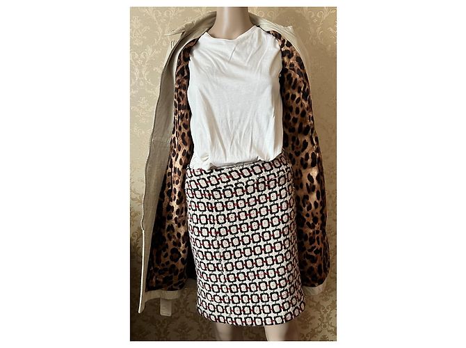Abrigo de cuero Dolce & Gabbana ecru brillo de perla talla 38 IT Crudo - vista 13