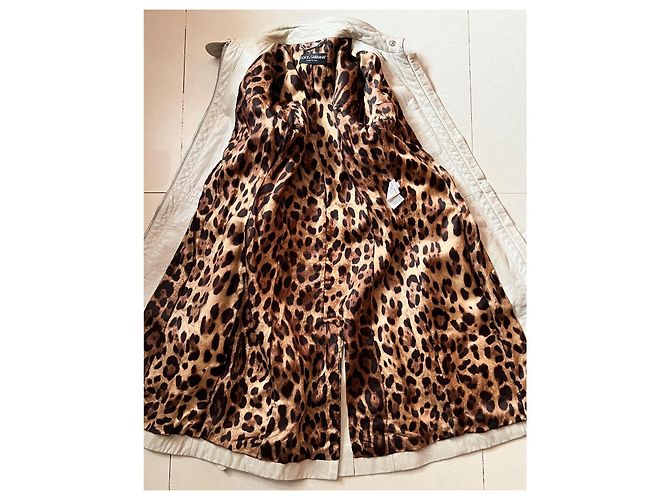 Abrigo de cuero Dolce & Gabbana ecru brillo de perla talla 38 IT Crudo - vista 14