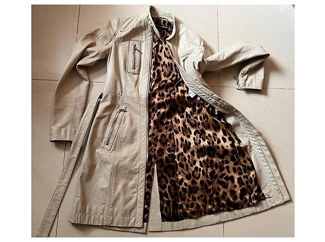 Abrigo de cuero Dolce & Gabbana ecru brillo de perla talla 38 IT Crudo - vista 16