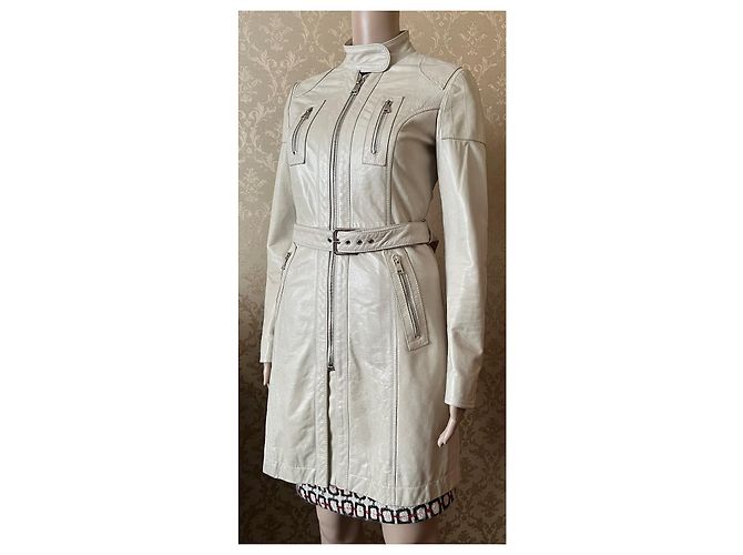 Abrigo de cuero Dolce & Gabbana ecru brillo de perla talla 38 IT Crudo - vista 2