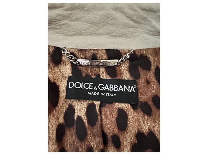 Abrigo de cuero Dolce & Gabbana ecru brillo de perla talla 38 IT Crudo - vista 3