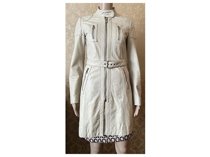 Abrigo de cuero Dolce & Gabbana ecru brillo de perla talla 38 IT Crudo - vista 5