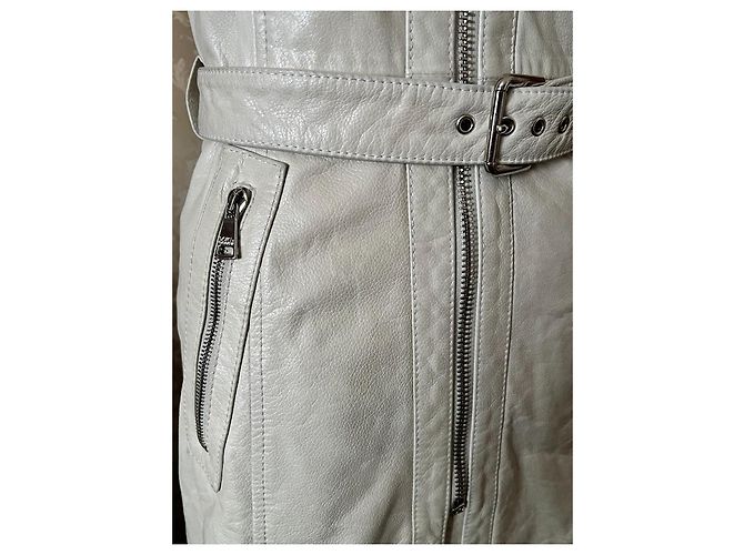 Abrigo de cuero Dolce & Gabbana ecru brillo de perla talla 38 IT Crudo - vista 7