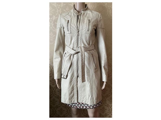 Abrigo de cuero Dolce & Gabbana ecru brillo de perla talla 38 IT Crudo - vista 9