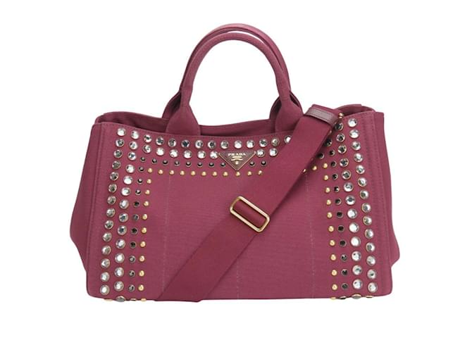 Tote Prada Weinroter Canvas-Shopper Bordeaux - Ansicht 11