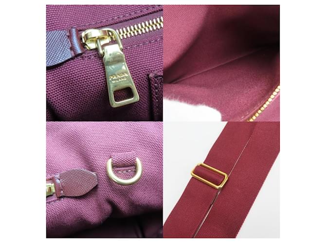 Tote Prada Weinroter Canvas-Shopper Bordeaux - Ansicht 9