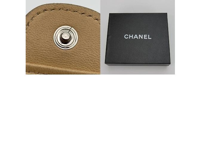 Monedero de piel de cordero Chanel en beige - vista 10