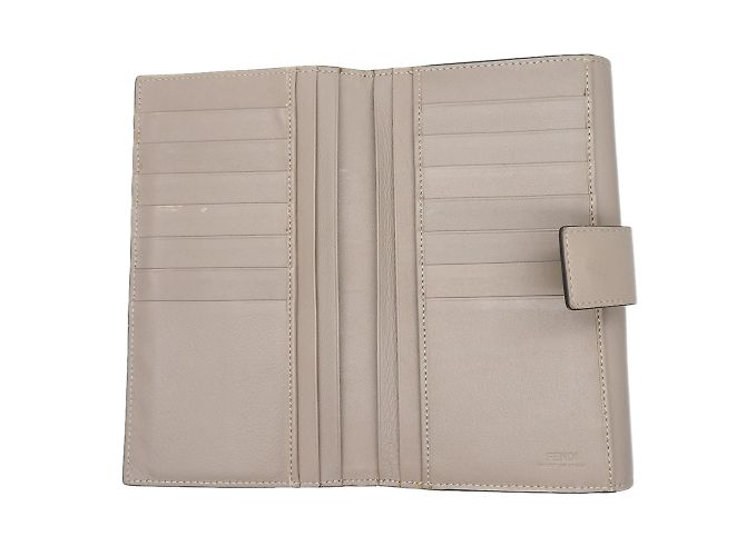 Peekaboo Fendi Bi-Fold Geldbörse aus greige Leder Beige Grau - Ansicht 3