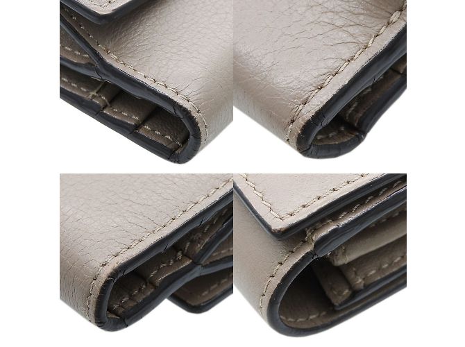 Peekaboo Fendi Bi-Fold Geldbörse aus greige Leder Beige Grau - Ansicht 5