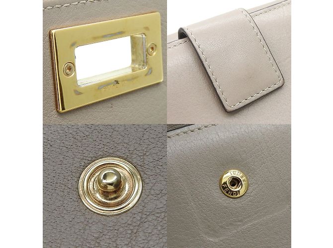 Peekaboo Fendi Bi-Fold Geldbörse aus greige Leder Beige Grau - Ansicht 6