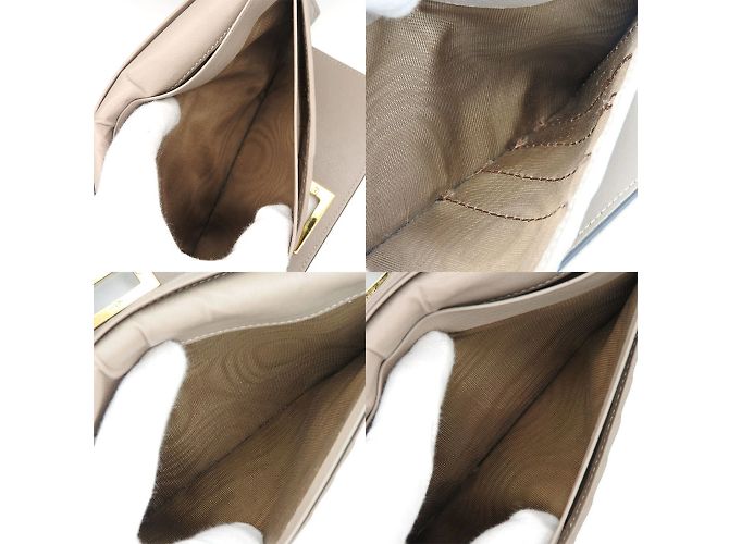 Peekaboo Fendi Bi-Fold Geldbörse aus greige Leder Beige Grau - Ansicht 9