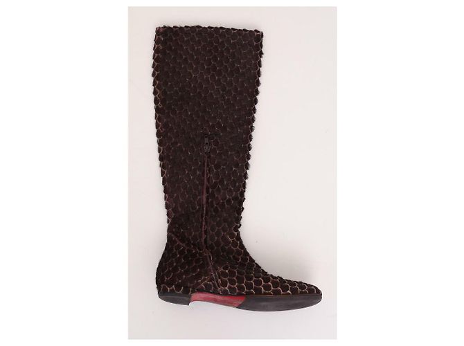 Botas Christian Louboutin de piel de becerro marrón Castaño - vista 4