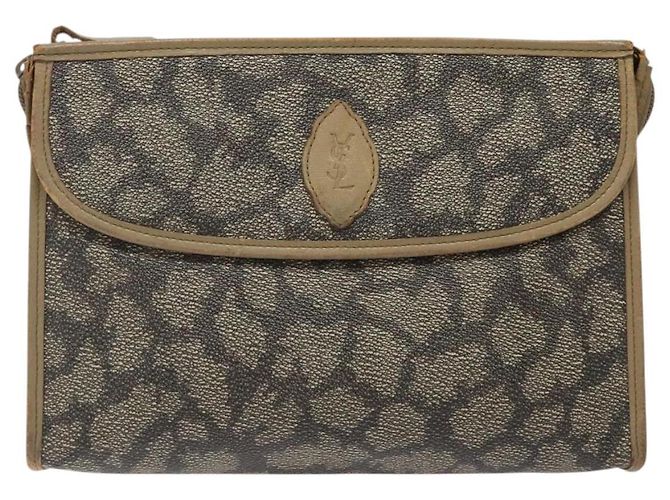 Borsa Clutch SAINT LAURENT in pelle PVC beige Auth BA2278 - vista 13