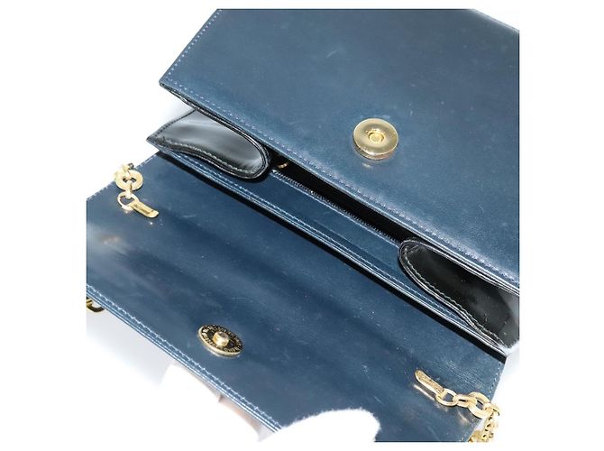 Borsa a spalla a catena Salvatore Ferragamo in pelle blu navy e oro Auth 123015 D'oro - vista 10