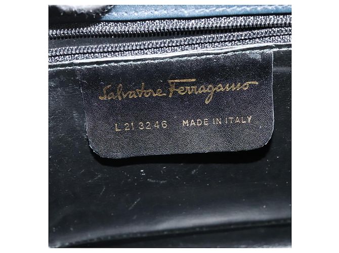 Borsa a spalla a catena Salvatore Ferragamo in pelle blu navy e oro Auth 123015 D'oro - vista 12