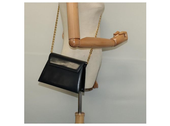 Borsa a spalla a catena Salvatore Ferragamo in pelle blu navy e oro Auth 123015 D'oro - vista 20