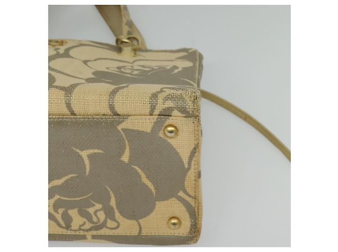 CHANEL Borsa Tote Camelia Catena Paglia Beige CC Auth 122907 - vista 14